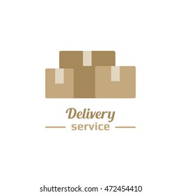 Delivery service logo, cardboard boxes silhouettes
