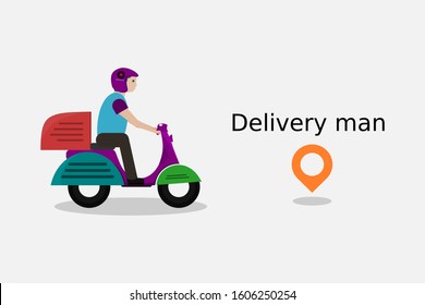 delivery service logo. colorful scooter vector. motorcycle  cartoon design 