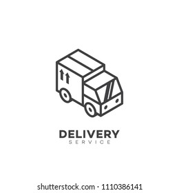Delivery service logo design template in linear style. Vector illustration.