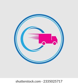 delivery service logo with gray background design template
