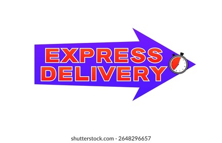 Logotipo do serviço de entrega. Cronômetro com chama e ícone de transporte rápido para carga expressa e loja online. Ilustração vetorial para transporte de correio, pedido de comida ou super quick mail banner e web design.
