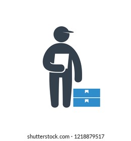 delivery service man icon on white background