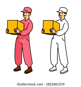 Delivery service man, pickup a box