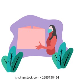Delivery service with masks concept order online