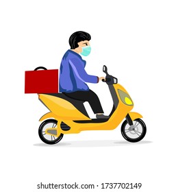 Delivery service with masks concept.Men riding motorbikes wearing masks.vector