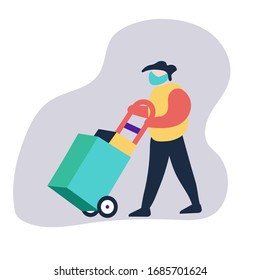 Delivery Service With Masks And Two Box 