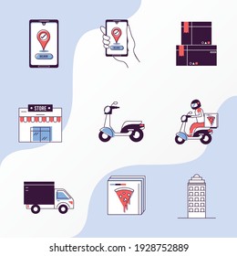 delivery service nine set icons