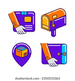 delivery service objects vector illustrations set