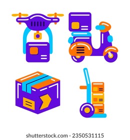 delivery service objects vector illustrations set