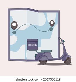 Delivery service online map, online order tracking, home and office delivery. Scooter delivery. Delivery.