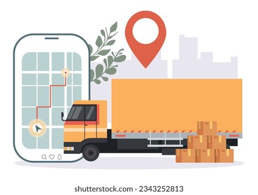 Delivery service online mobile cargo web app abstract concept. Vector flat graphic design illustration
