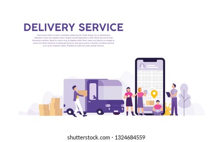 delivery service with online order tracking, people tracking their order in mobile delivery service