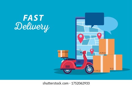 servicio de entrega en línea con diseño de ilustración de vector de smartphone