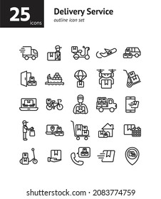 Delivery Service outline icon set. Vector and Illustration.