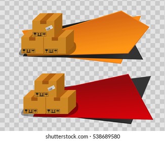 Delivery Service Package Box Receiving. Web Banner Set Flat Vector Illustration