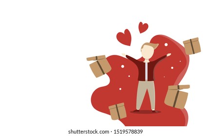 Delivery service, Parcel, Deliver happiness to everyone, Transportation, Box, White background, Template concept, Responsive website, Banner web, Lovely
