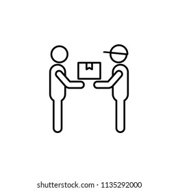 delivery service people vector icon, outline delivery service icon concept for app,mobile,web design.