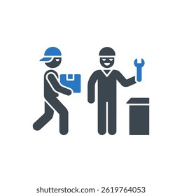 Delivery Service Personnel Icon Isolated On White Background