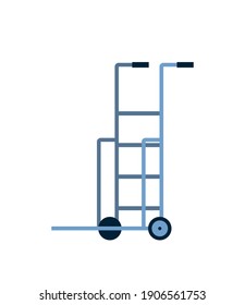 delivery service push cart equipment icon vector illustration