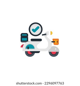 Delivery service, scooter, vespa flat icons. Vector illustration. Isolated icon suitable for web, infographics, interface and apps.