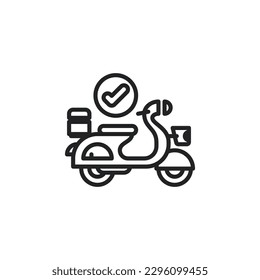 Delivery service, scooter, vespa outline icons. Vector illustration. Isolated icon suitable for web, infographics, interface and apps.