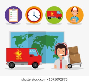 delivery service set icons