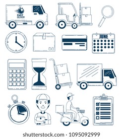 delivery service set icons