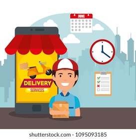 delivery service set icons