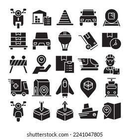 delivery service and shipping icons set