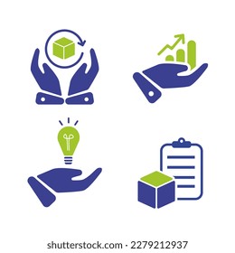 Juego de signos del servicio de entrega. Ideas, crecimiento, manejo Isolación de la ilustración vectorial.