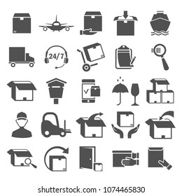 Delivery service simple icons set for web and mobile design