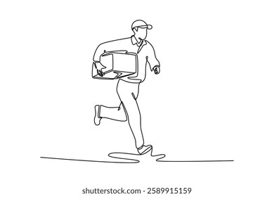 Delivery service. Single line draw design vector graphic illustration.
