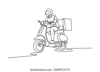 Delivery service. Single line draw design vector graphic illustration.