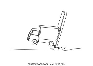 Delivery service. Single line draw design vector graphic illustration.