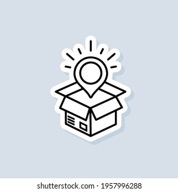 Delivery service sticker. Fast delivery truck icons with box. Express delivery logo. Vector on isolated background. EPS 10.