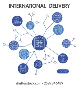 Delivery service symbols collection or sketches. international delivery theme icons in line style signs for web and app. Vector graphics isolated on white background