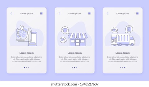 Delivery Service with tracking location store shipping truck campaign concept for mobile apps design landing template modern flat outline style