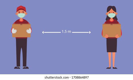 Delivery service transport products from ordering products online.distance Reduce the risk infection  and disease concept Taking life into the future.Vector and illustration characters.