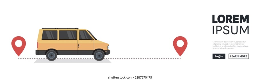 Delivery service and transportation service online order cargo concept horizontal banner flat vector illustration.
