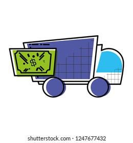 delivery service truck with bills dollar