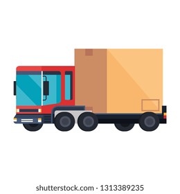 delivery service truck with box carton