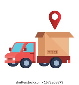 delivery service with truck and box vector illustration design