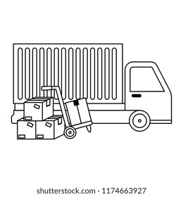 delivery service truck with cart