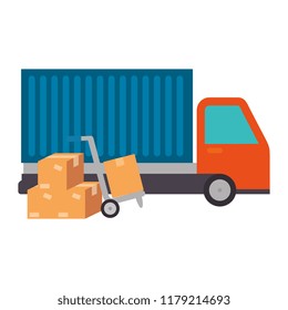 delivery service truck with cart