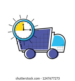 delivery service truck with clock