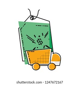 delivery service truck with commercial tag hanging