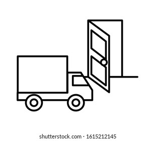 delivery service truck with door vector illustration design