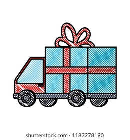 delivery service truck with gift