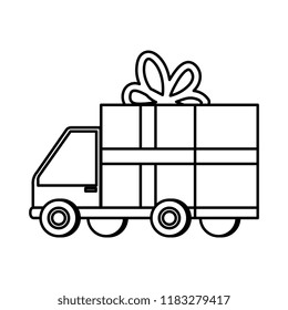 delivery service truck with gift