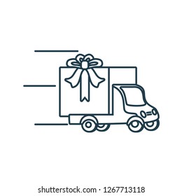 delivery service truck with gift